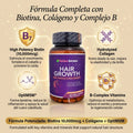 HAIR GROWTH ADVANCED — Biotina 10,000 mcg + Colágeno + OptiMSM® | 120 Cápsulas (60 Días)